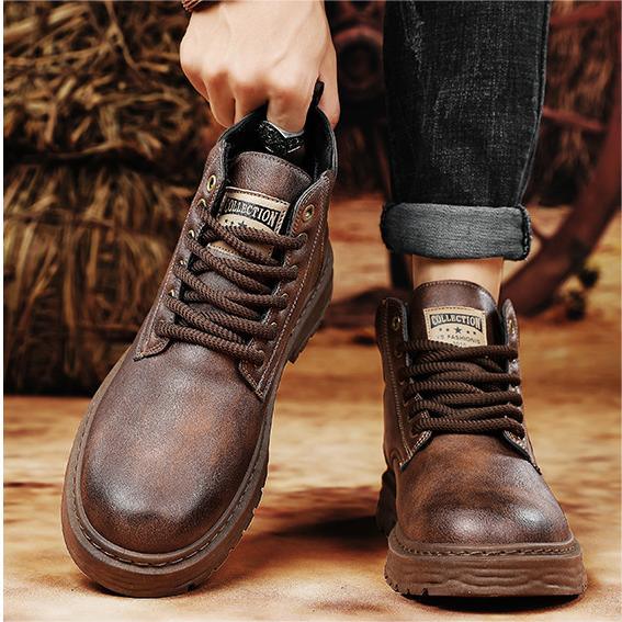 Barnaby Hughes | Men's Lace-Up Winter Ankle Boot in Vintage Brown