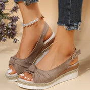 Hyacinth Stone | Open-Toe Wedge Sandals