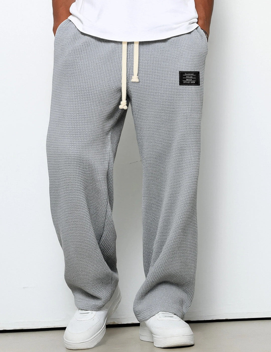 Bastian Holmgren | Men's Waffle-Knit Joggers Relaxed Fit in Steel Blue