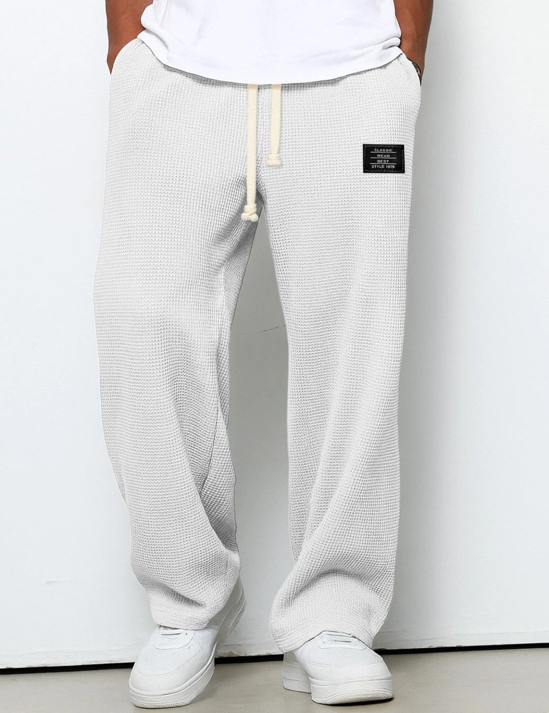 Bastian Holmgren | Men's Waffle-Knit Joggers Relaxed Fit in Steel Blue