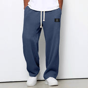Bastian Holmgren | Men's Waffle-Knit Joggers Relaxed Fit in Steel Blue