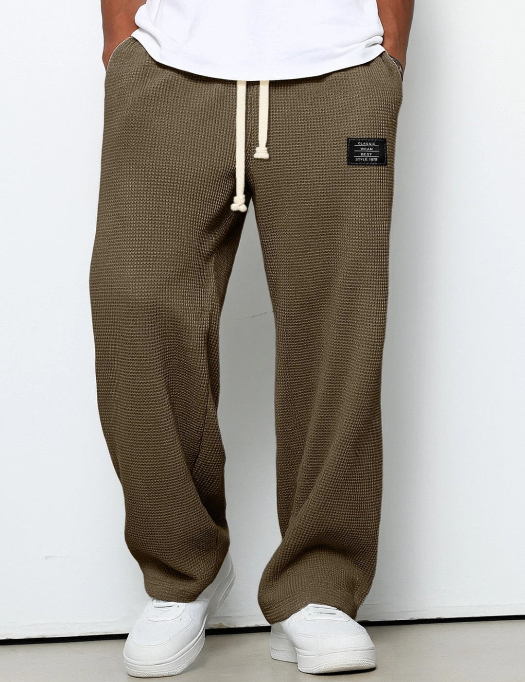 Bastian Holmgren | Men's Waffle-Knit Joggers Relaxed Fit in Steel Blue