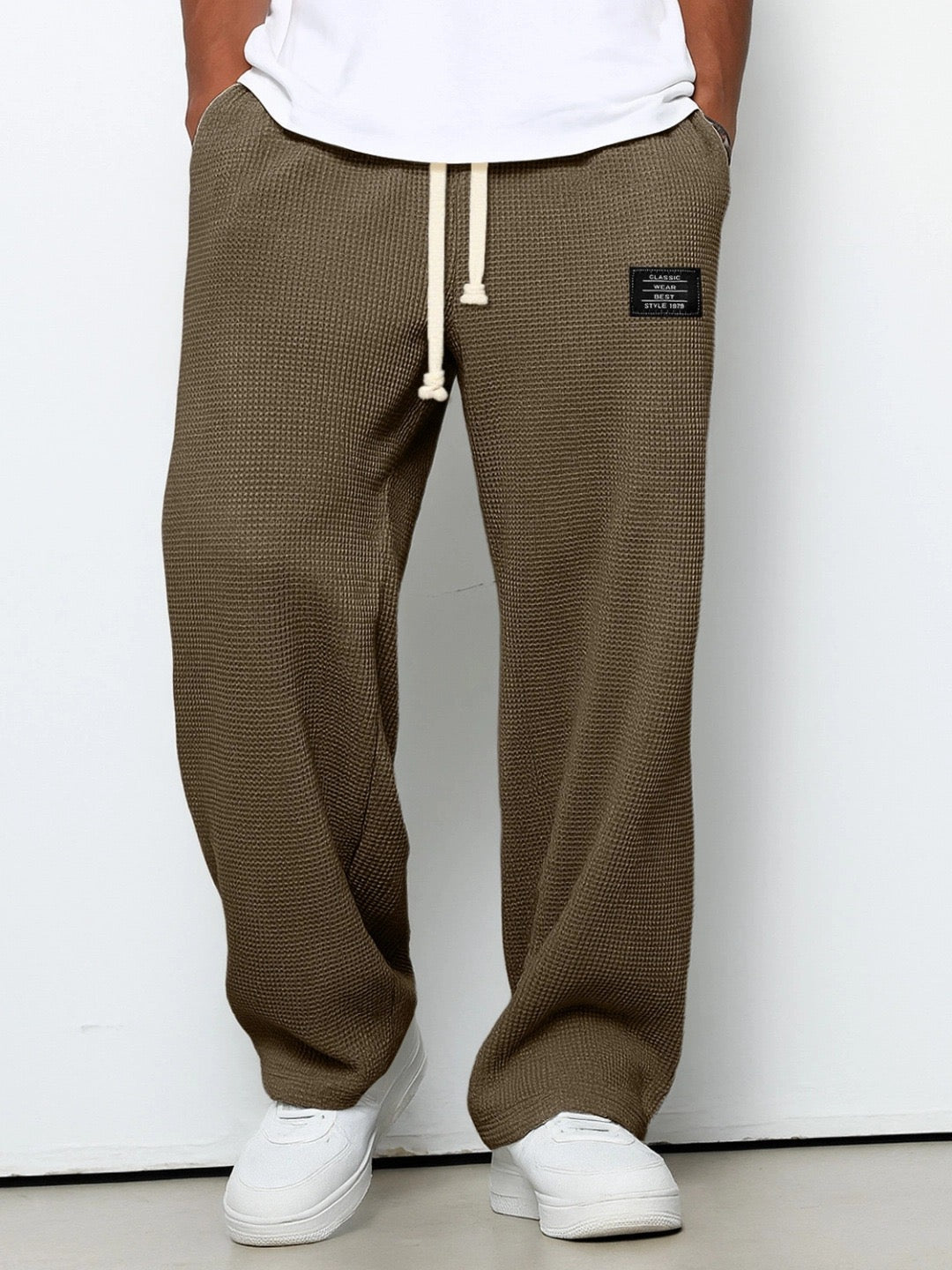 Bastian Holmgren | Men's Waffle-Knit Joggers Relaxed Fit in Steel Blue