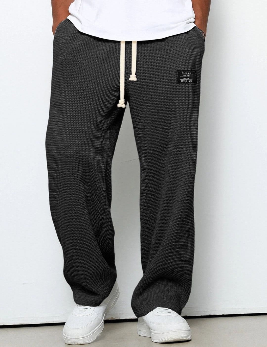 Bastian Holmgren | Men's Waffle-Knit Joggers Relaxed Fit in Steel Blue