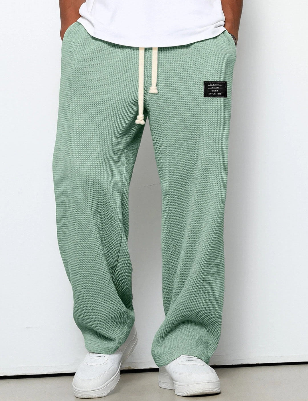 Bastian Holmgren | Men's Waffle-Knit Joggers Relaxed Fit in Steel Blue