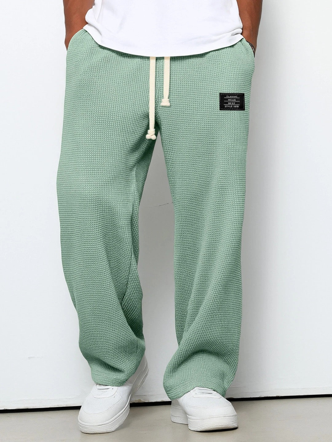 Bastian Holmgren | Men's Waffle-Knit Joggers Relaxed Fit in Steel Blue