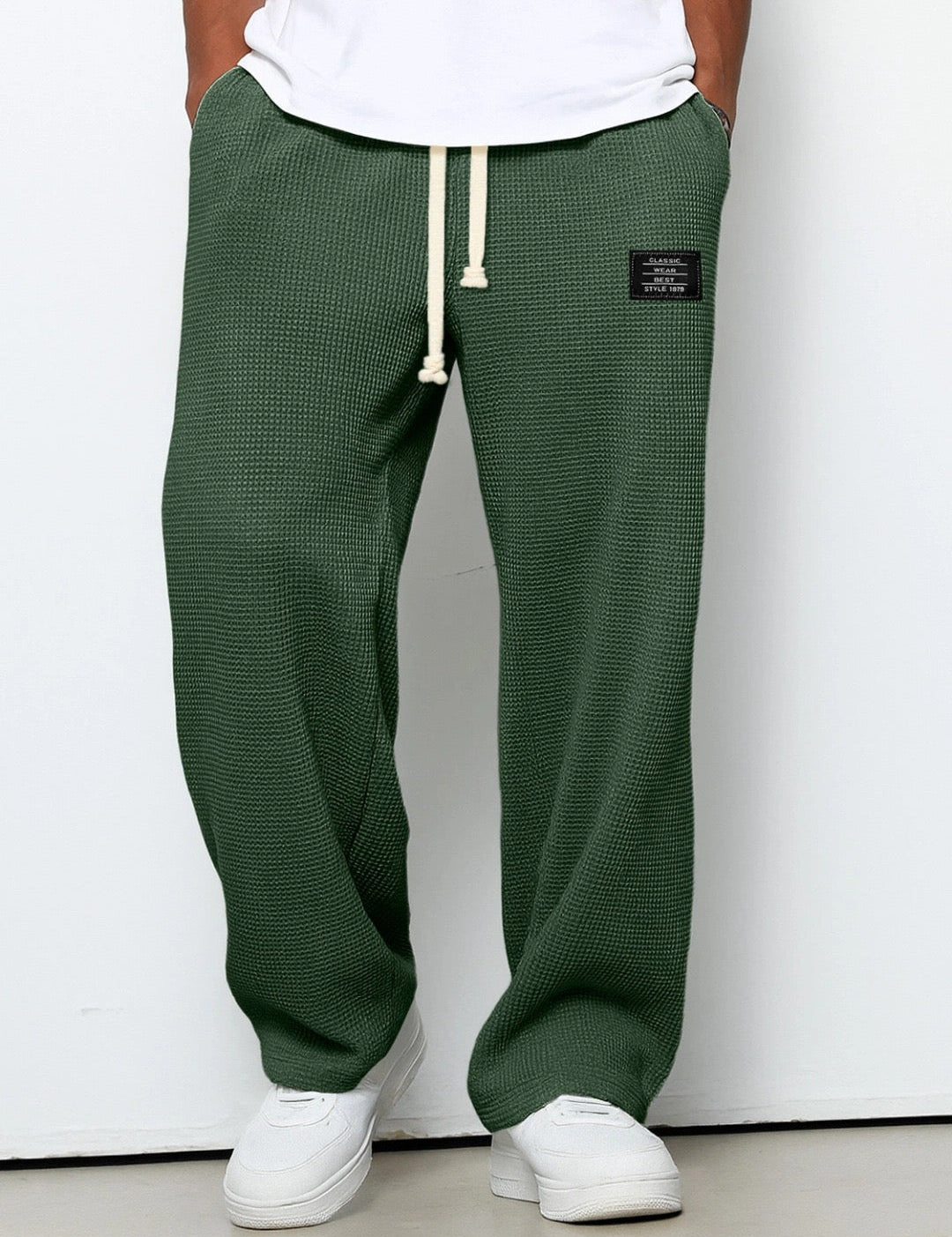Bastian Holmgren | Men's Waffle-Knit Joggers Relaxed Fit in Steel Blue
