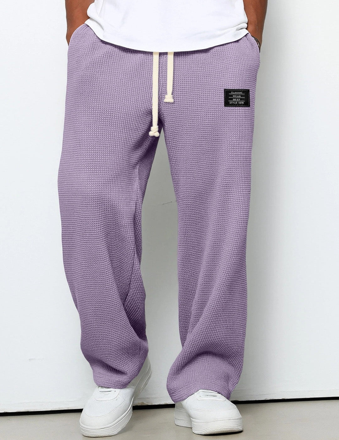 Bastian Holmgren | Men's Waffle-Knit Joggers Relaxed Fit in Steel Blue