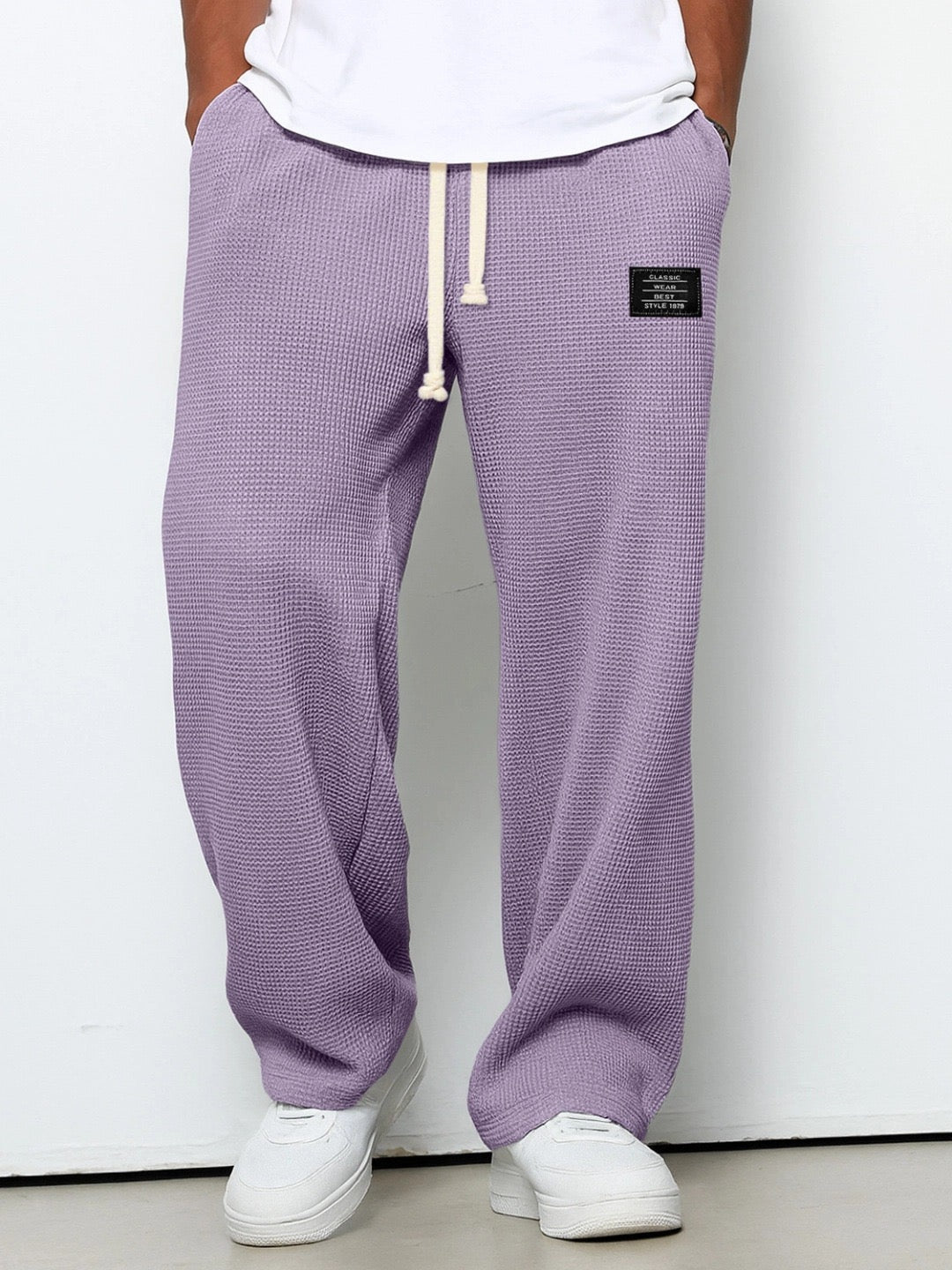 Bastian Holmgren | Men's Waffle-Knit Joggers Relaxed Fit in Steel Blue