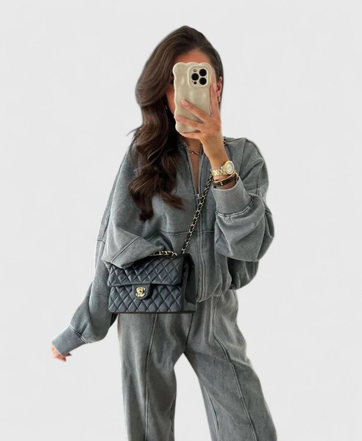 Isla Pennington | Ensemble pull et pantalon côtelés Gris