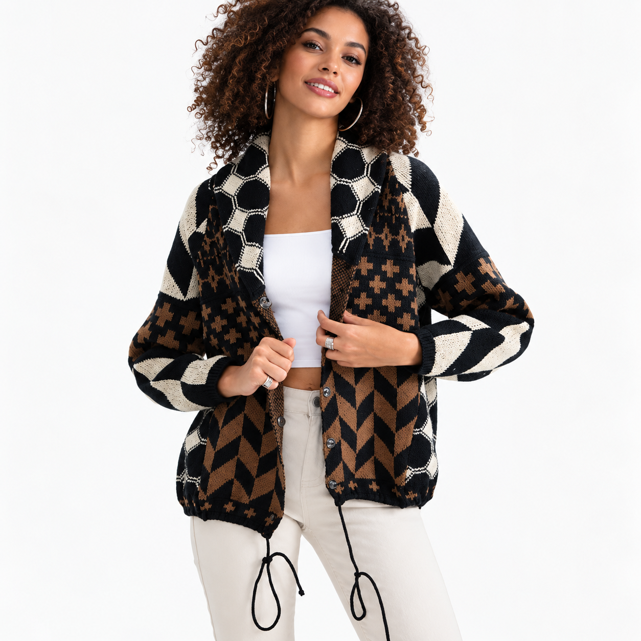 Imogen Sharland | Patchwork Knit Cardigan With Hood