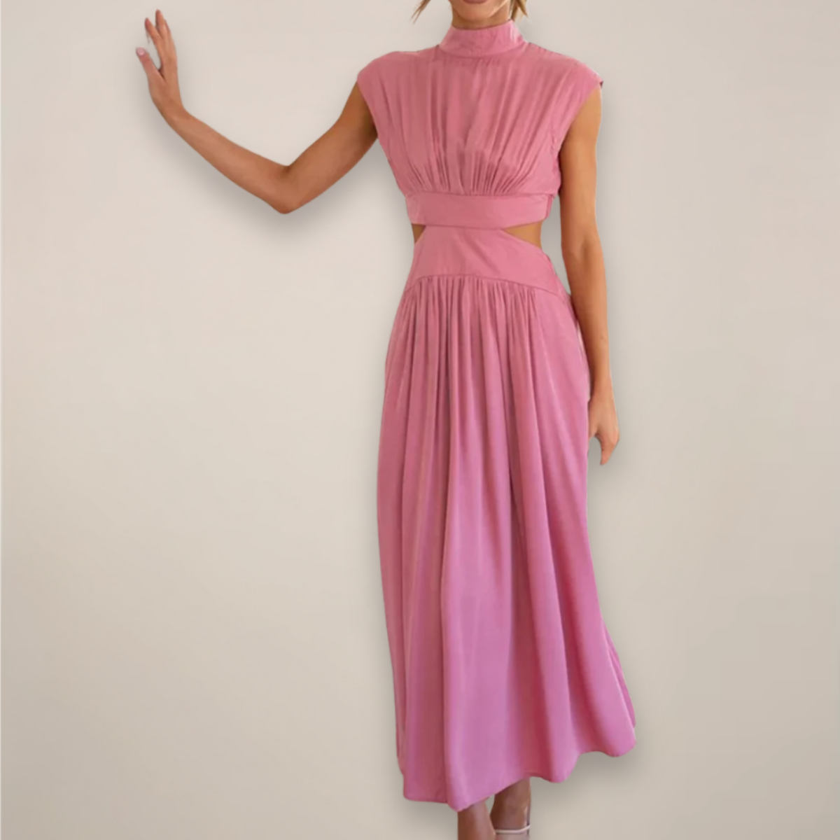 Indira Whitmore | High-Neck Cut-Out Midi Dress