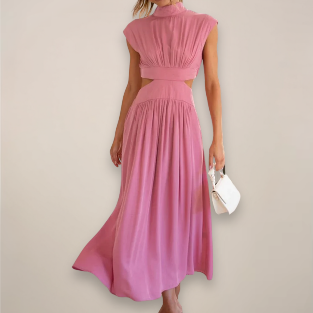 Indira Whitmore | High-Neck Cut-Out Midi Dress