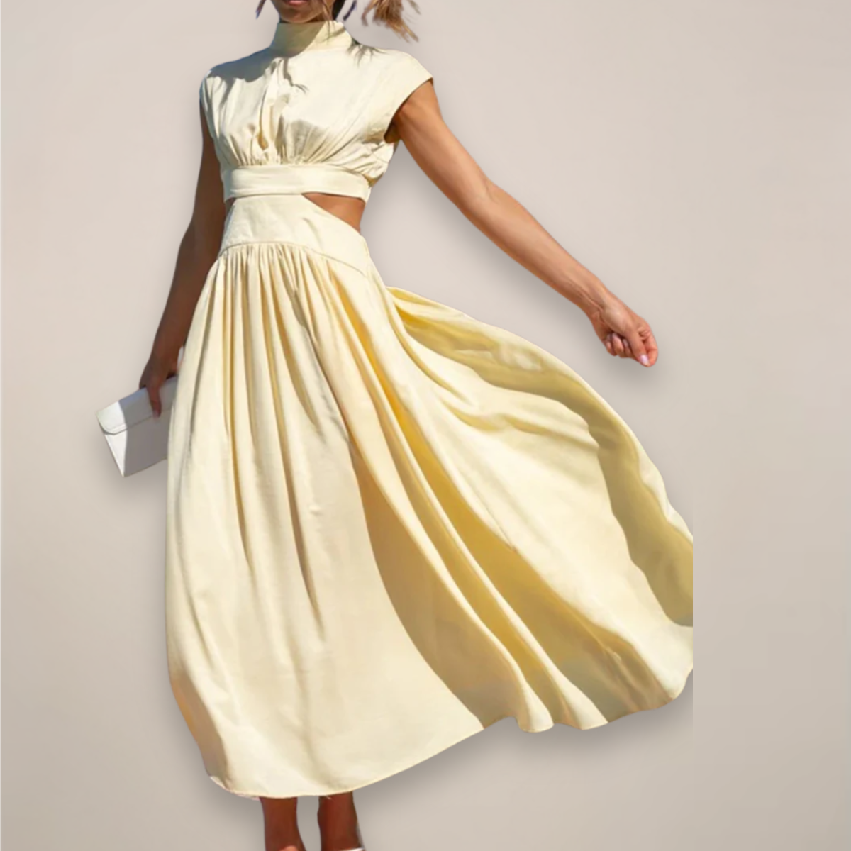 Indira Whitmore | High-Neck Cut-Out Midi Dress