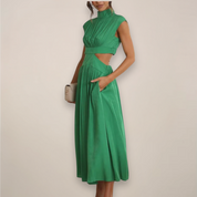 Indira Whitmore | High-Neck Cut-Out Midi Dress