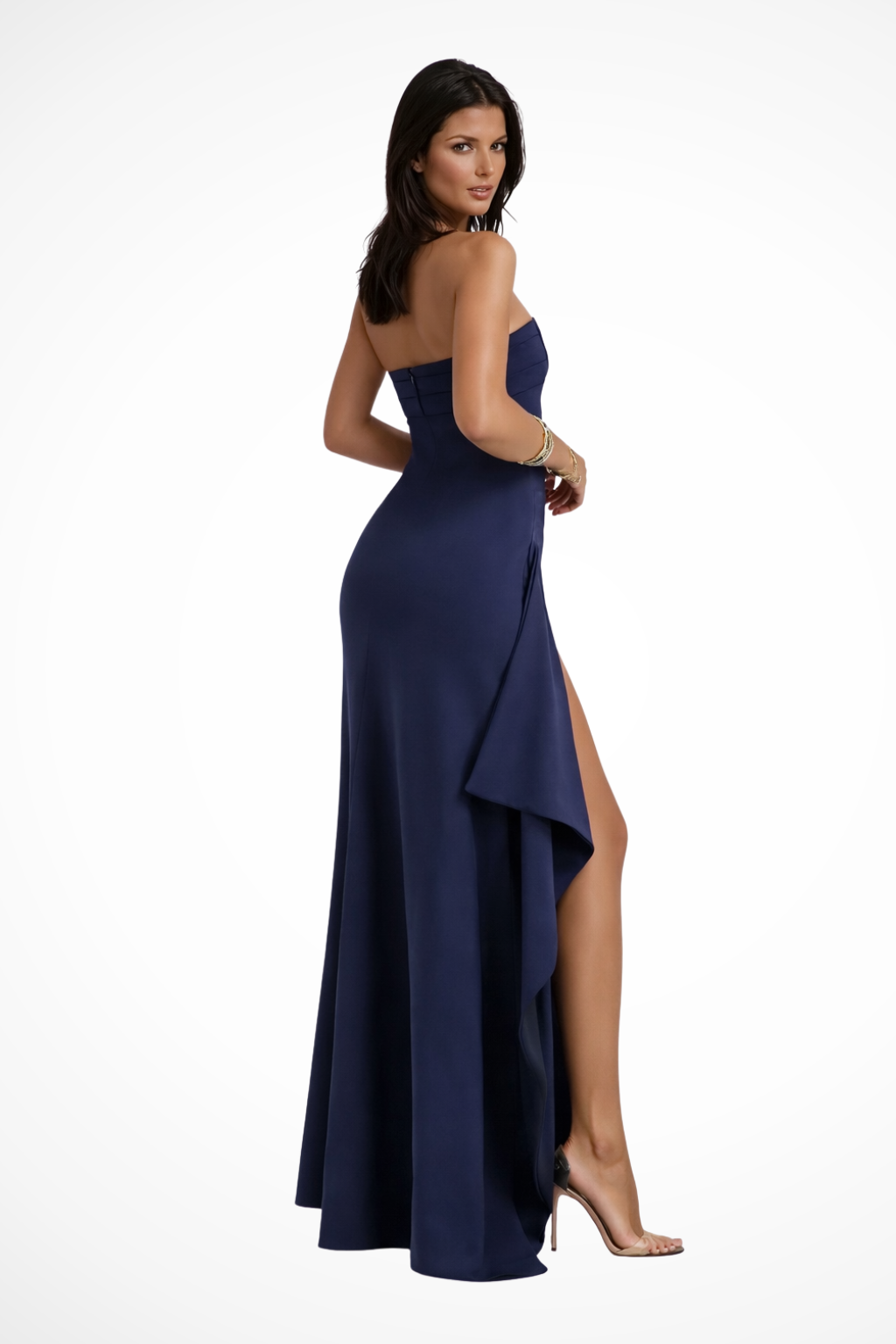 Isabella Conti | Strapless High-Slit Evening Gown