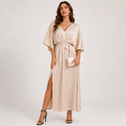 Isabella Durand | Satin Wrap Maxi Dress