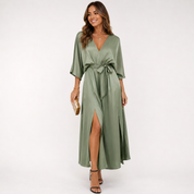 Isabella Durand | Satin Wrap Maxi Dress