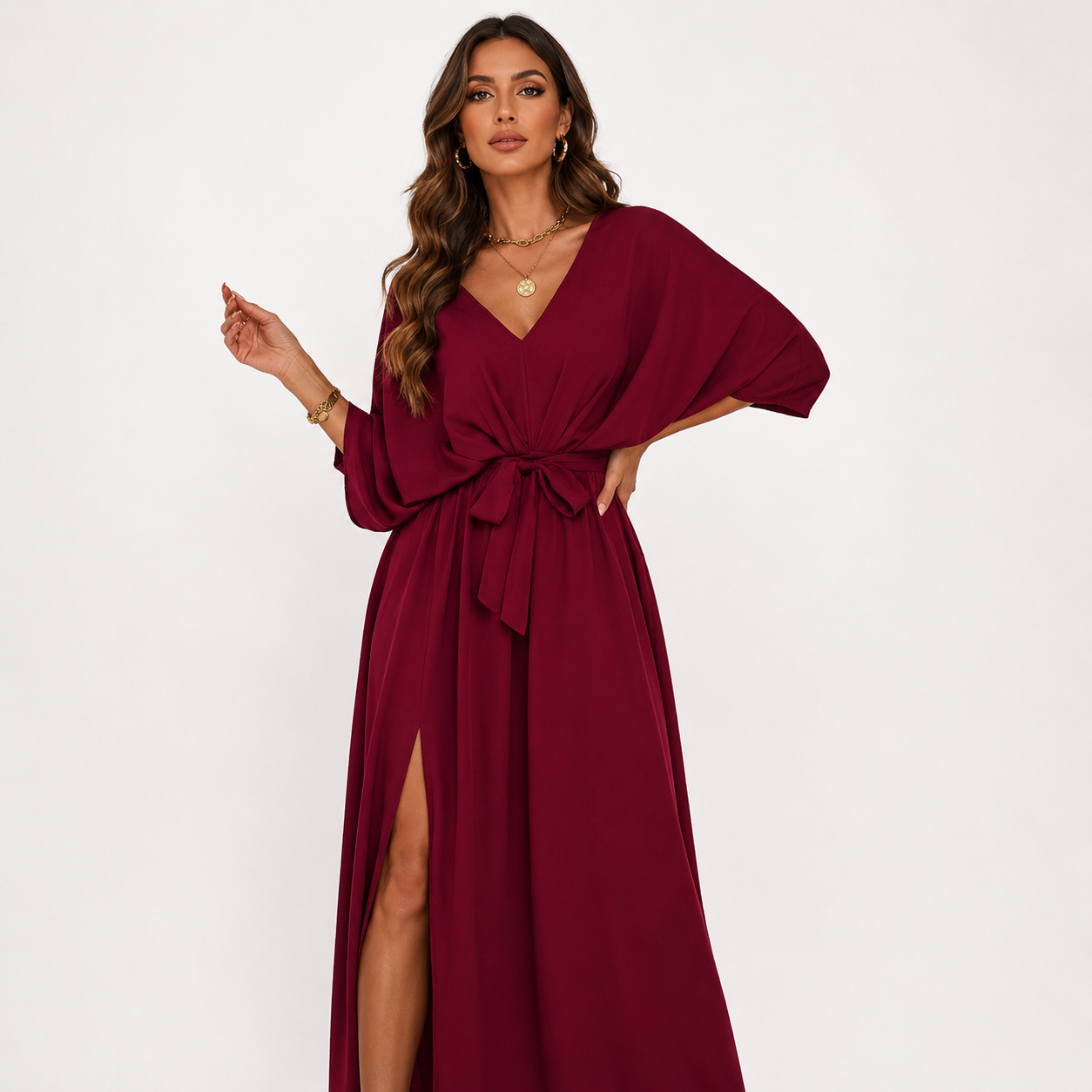 Isabella Durand | Satin Wrap Maxi Dress