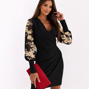 Isabella Montclair | Women’s Mini Wrap Dress – Sheer Chiffon Sleeves & V-Neck