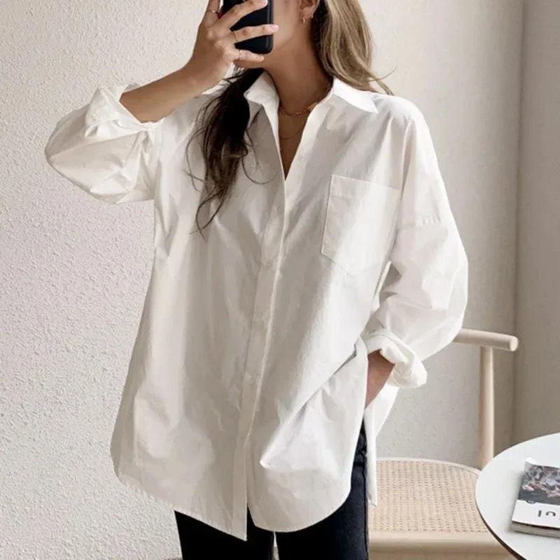 Isabella Moreau | Effortless Oversized Cotton Shirt For Women