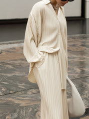 Isabella Moretti | White Pleated Two-Piece Set