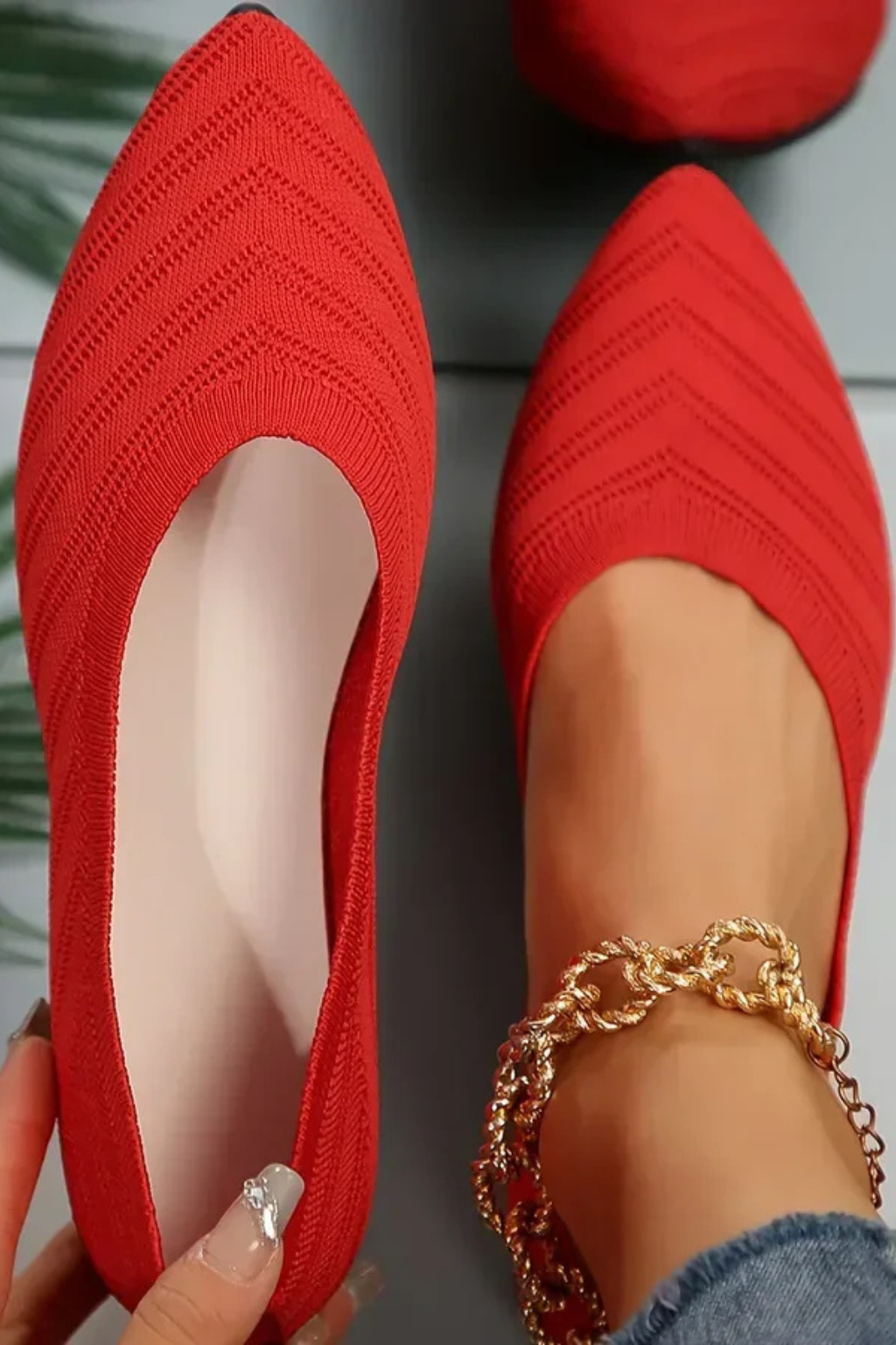 Isabella Romano | Pointed Knit Flats For Women