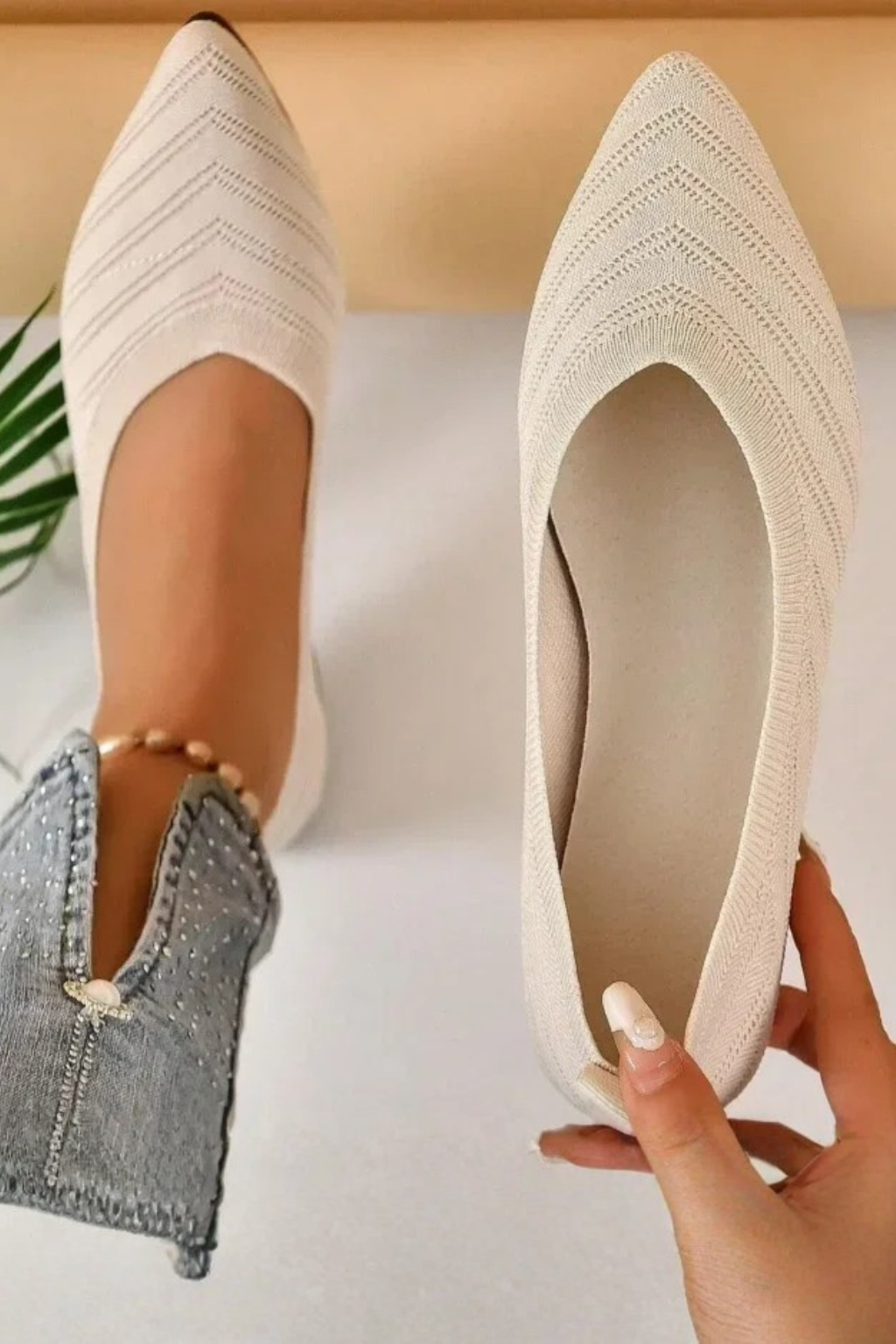 Isabella Romano | Pointed Knit Flats For Women