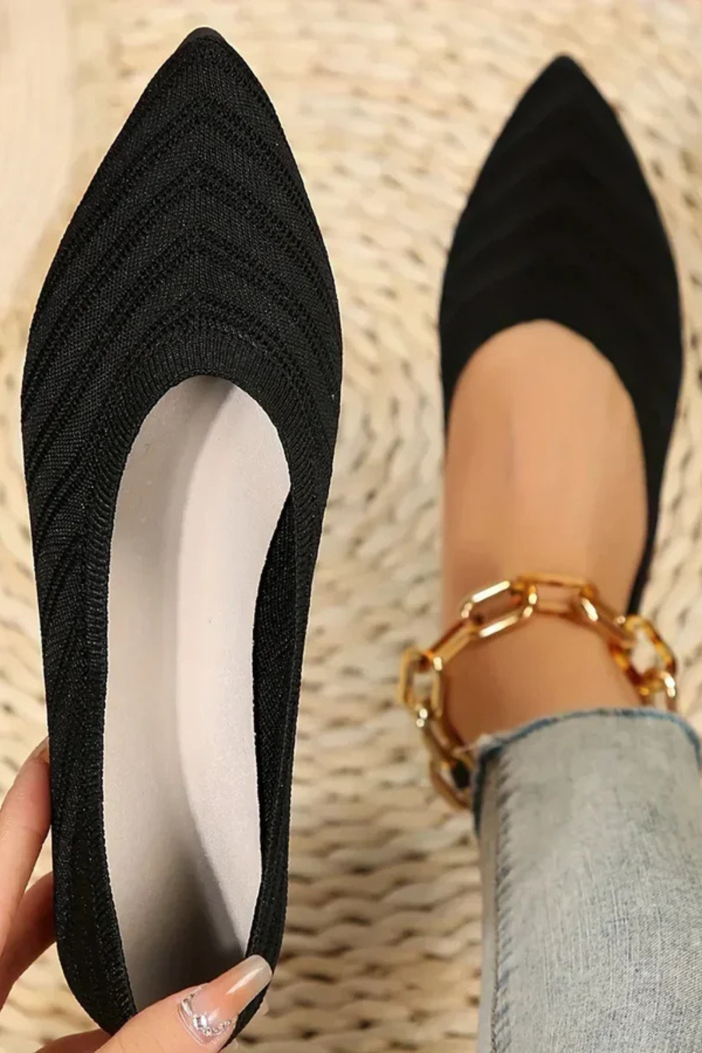 Isabella Romano | Pointed Knit Flats For Women