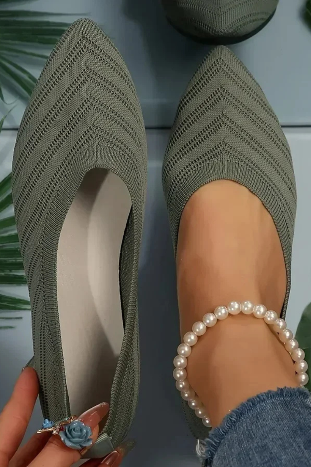 Isabella Romano | Pointed Knit Flats For Women