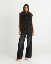 Isabella Rossi | Luxe Textured Faux Fur Vest For Women