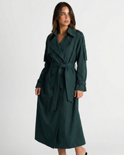 Isabelle Fournier | Elegant Belted Long Trench Coat For Women
