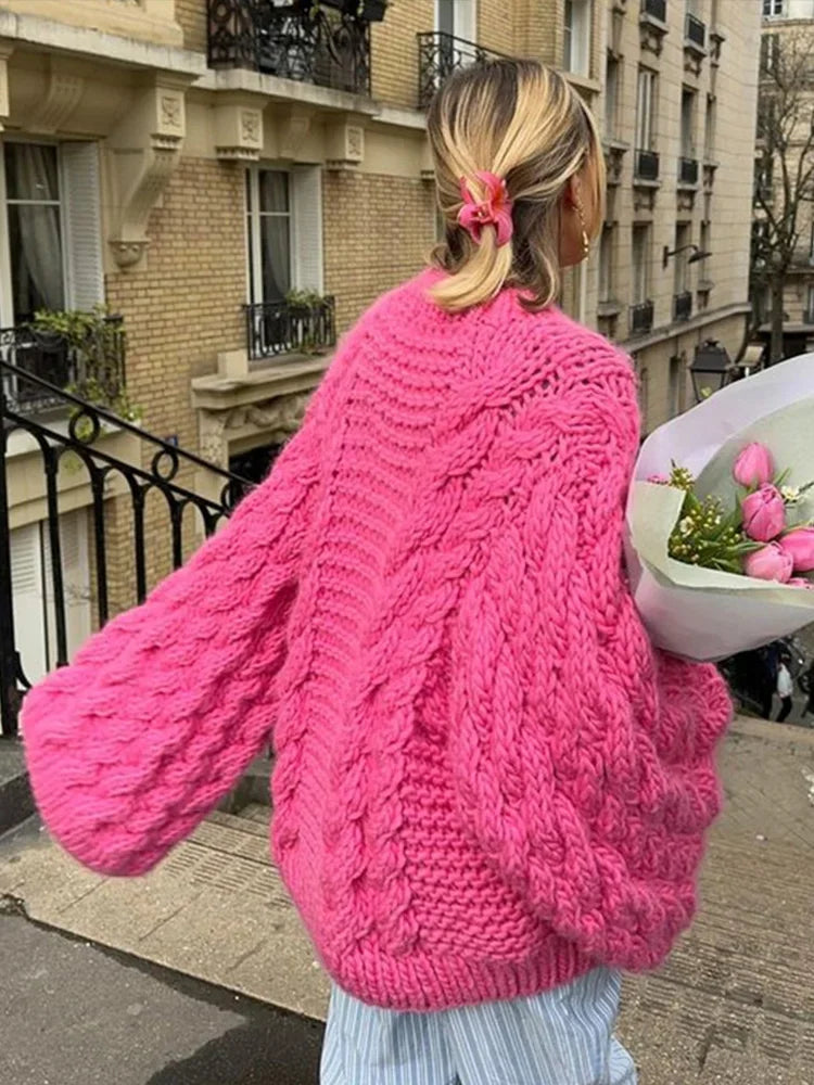 Isabelle Rousseau | Chunky Cable Knit Oversized Sweater For Women