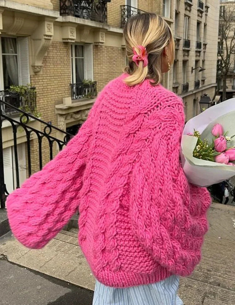 Isabelle Rousseau | Chunky Cable Knit Oversized Sweater For Women
