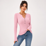 Isla Walker | Pull en maille côtelée boutonnée sur le devant