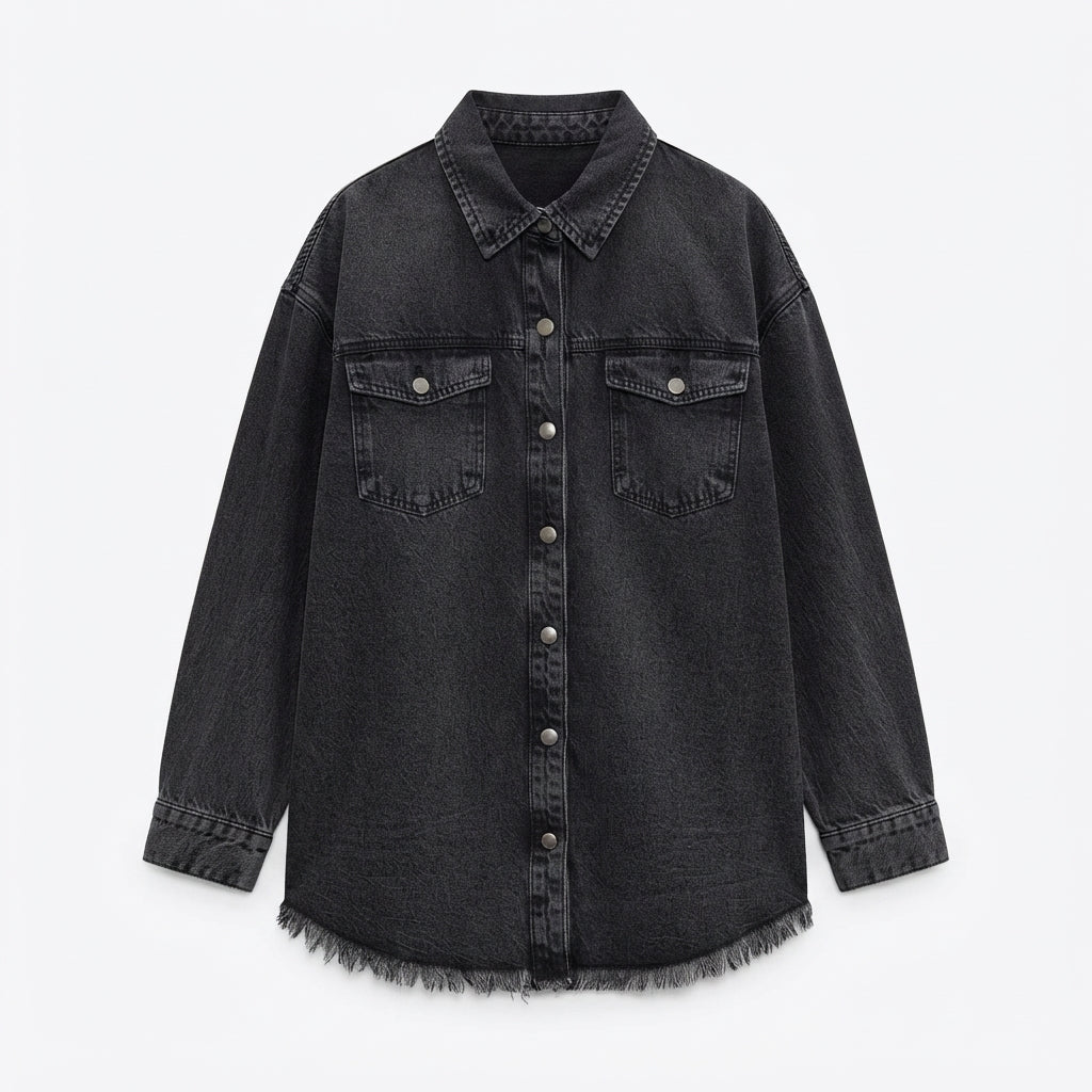 Ivy Sherwood | Veste en jean oversize à ourlet effiloché