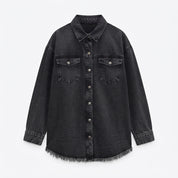 Ivy Sherwood | Veste en jean oversize à ourlet effiloché