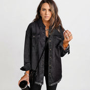 Ivy Sherwood | Veste en jean oversize à ourlet effiloché