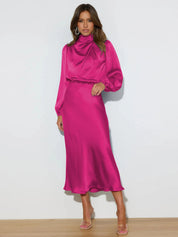 Ivy Hughes | Satin Cowl Neck Midi Dress