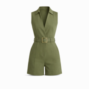 Ivy Waverly | Belted Sleeveless Romper