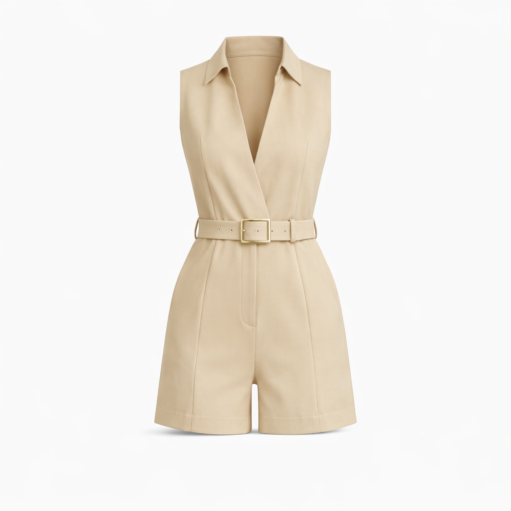 Ivy Waverly | Belted Sleeveless Romper