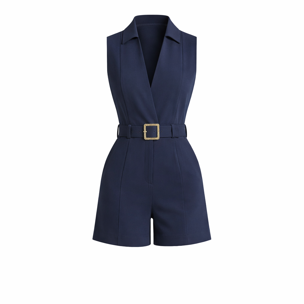Ivy Waverly | Belted Sleeveless Romper