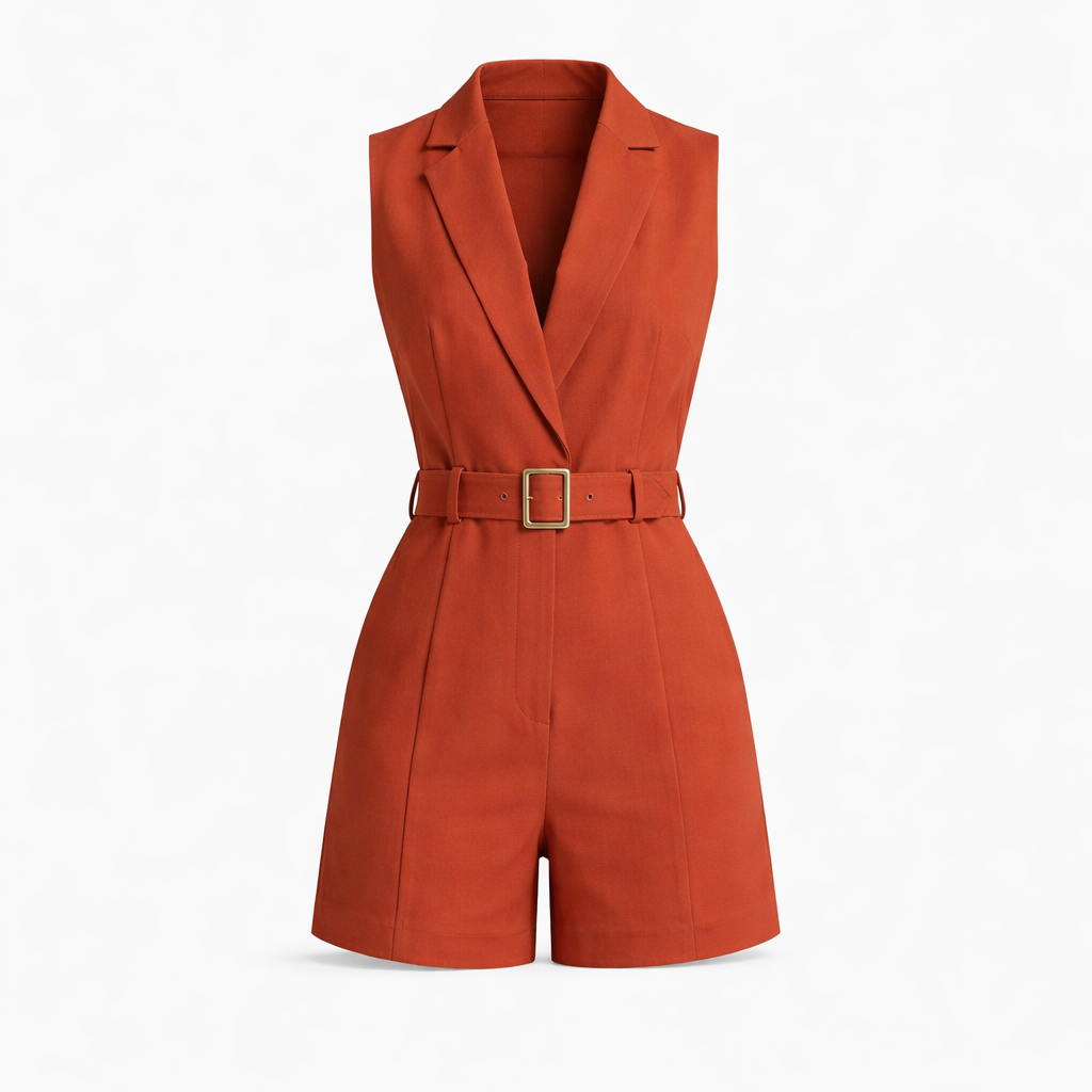 Ivy Waverly | Belted Sleeveless Romper