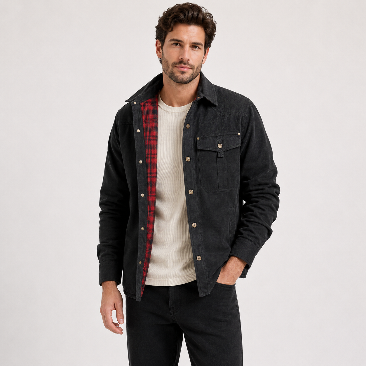 Jack Smith | Plaid-Lined Flannel Shirt Jacket