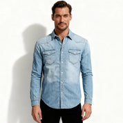 Jackson Hayes | Blue Denim Shirt For Men