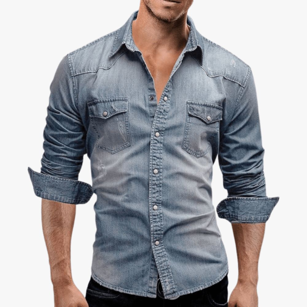 Jackson Hayes | Blue Denim Shirt For Men