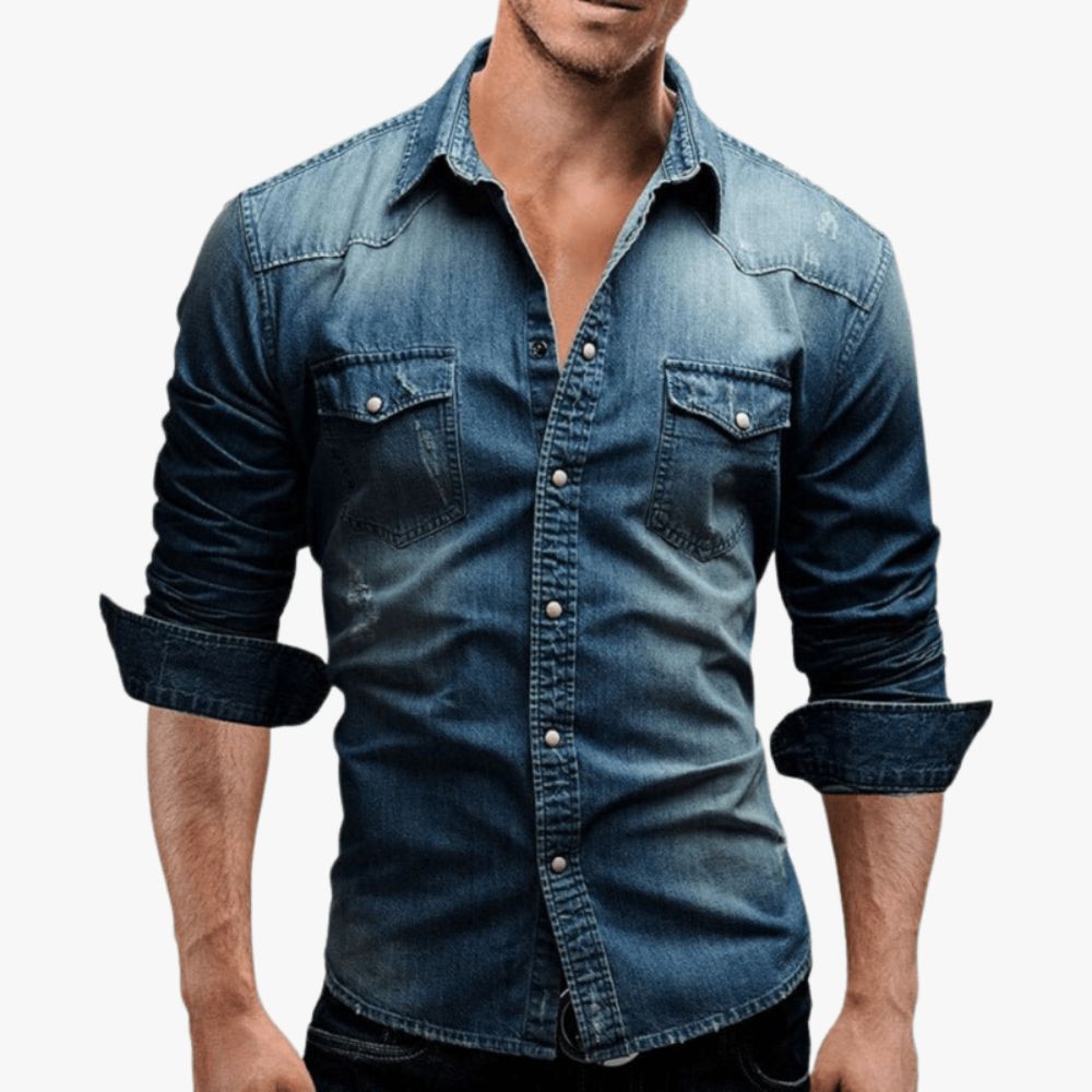 Jackson Hayes | Navy Blue Denim Shirt For Men