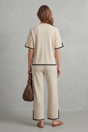 Cecily Harmon | Ensemble de détente en maille à bordures contrastées chic