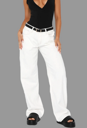 Jessy | Women's Wide-Leg Off White Denim Boyfriend Jeans