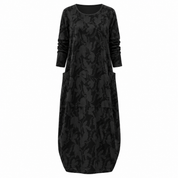 Juliet Carrington | Leaf-Print Midi Dress With Long Sleeves